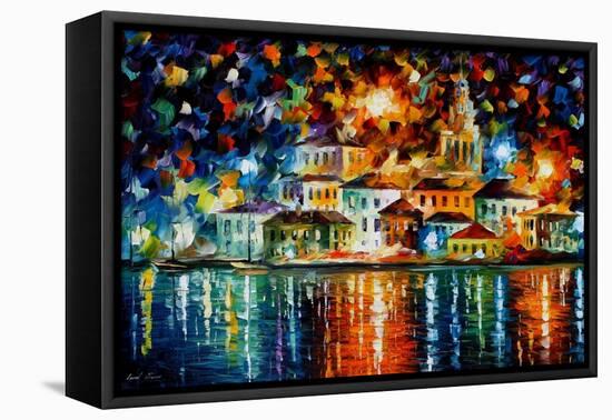 Night Harbour-Leonid Afremov-Framed Stretched Canvas