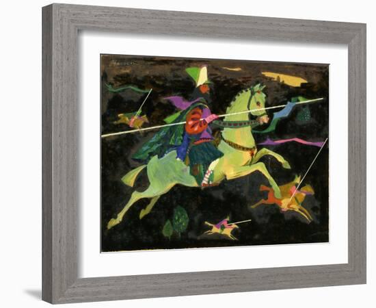 Night Horseman with Lances, 1960s-George Adamson-Framed Giclee Print