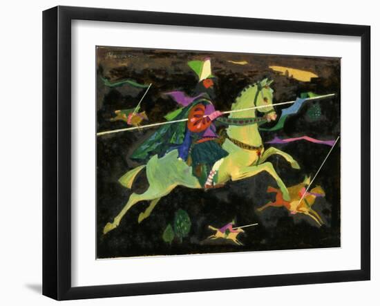 Night Horseman with Lances, 1960s-George Adamson-Framed Giclee Print