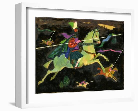 Night Horseman with Lances, 1960s-George Adamson-Framed Giclee Print