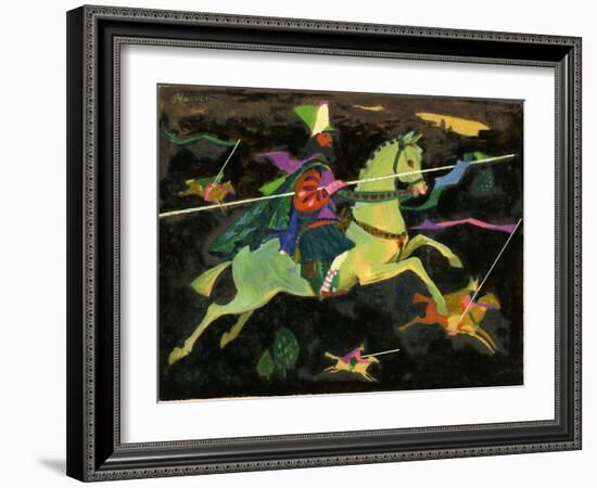 Night Horseman with Lances, 1960s-George Adamson-Framed Giclee Print