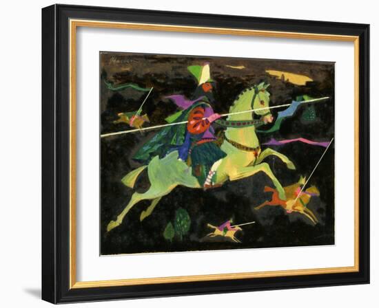 Night Horseman with Lances, 1960s-George Adamson-Framed Giclee Print