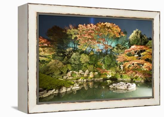 Night Illuminations of Temple Gardens, Shoren-In Temple, Southern Higashiyama, Kyoto, Japan-Stuart Black-Framed Premier Image Canvas