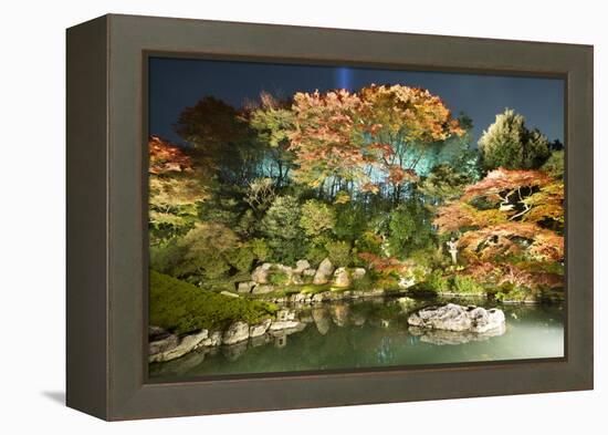 Night Illuminations of Temple Gardens, Shoren-In Temple, Southern Higashiyama, Kyoto, Japan-Stuart Black-Framed Premier Image Canvas