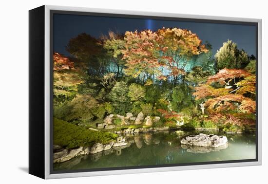 Night Illuminations of Temple Gardens, Shoren-In Temple, Southern Higashiyama, Kyoto, Japan-Stuart Black-Framed Premier Image Canvas