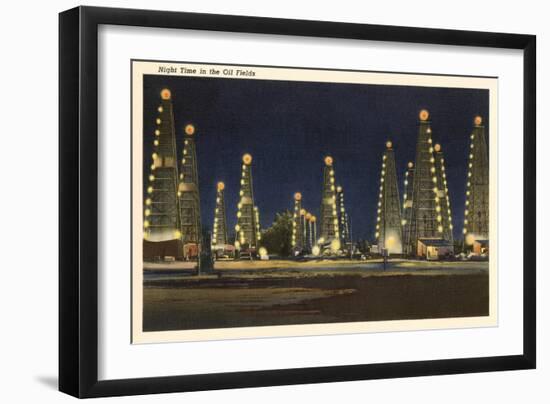 Night in the Oil Fields, Oklahoma-null-Framed Art Print