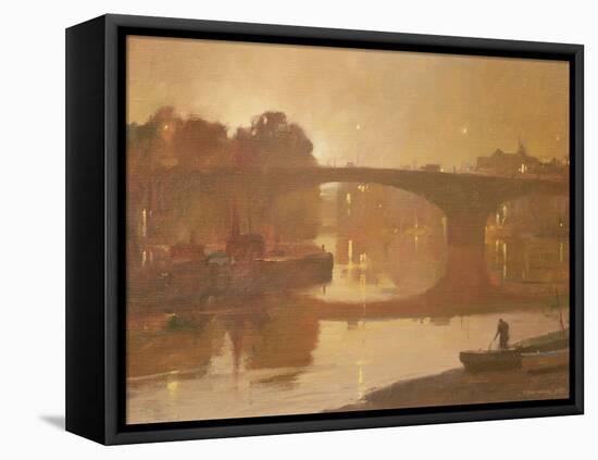 Night, Kew Bridge, 1989-Trevor Chamberlain-Framed Premier Image Canvas