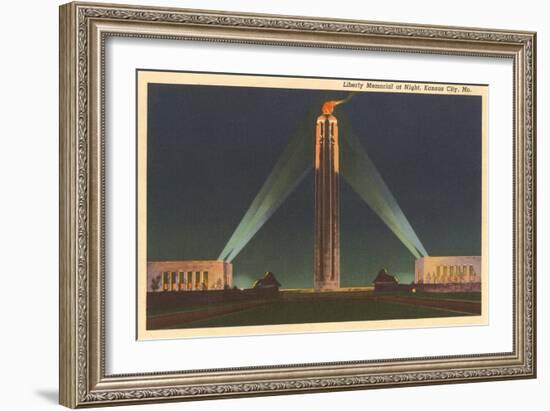 Night, Liberty Memorial, Kansas City, Missouri-null-Framed Art Print