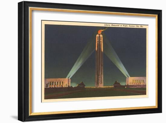 Night, Liberty Memorial, Kansas City, Missouri-null-Framed Art Print