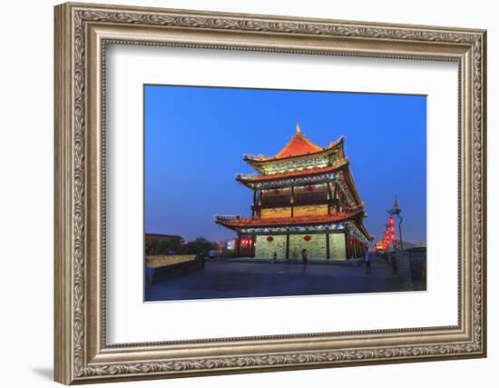 Night Lighting and Glowing Lanterns, Views from Atop City Wall, Xi'An, China-Stuart Westmorland-Framed Photographic Print