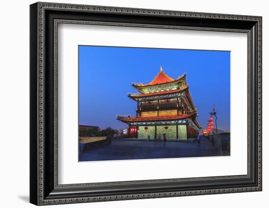 Night Lighting and Glowing Lanterns, Views from Atop City Wall, Xi'An, China-Stuart Westmorland-Framed Photographic Print