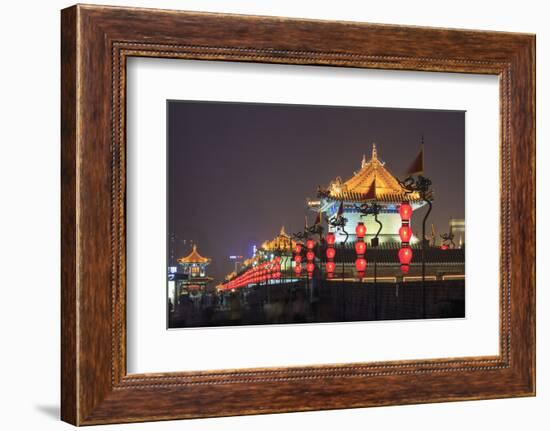 Night Lighting and Glowing Lanterns, Views from Atop City Wall, Xi'An, China-Stuart Westmorland-Framed Photographic Print