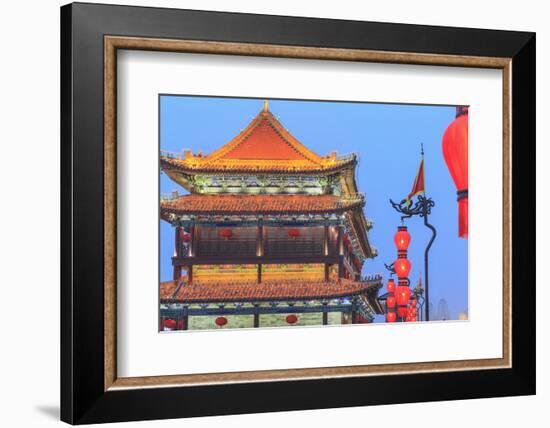 Night Lighting and Glowing Lanterns, Views from Atop City Wall, Xi'An, China-Stuart Westmorland-Framed Photographic Print