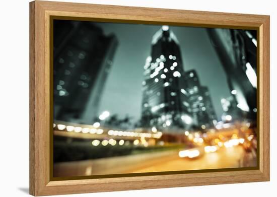 Night Lights of the Hong Kong out of Focus-Iakov Kalinin-Framed Premier Image Canvas