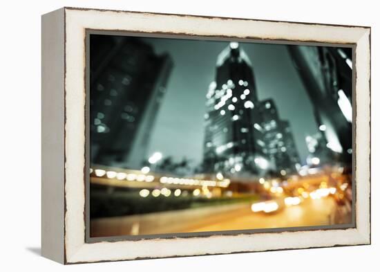 Night Lights of the Hong Kong out of Focus-Iakov Kalinin-Framed Premier Image Canvas