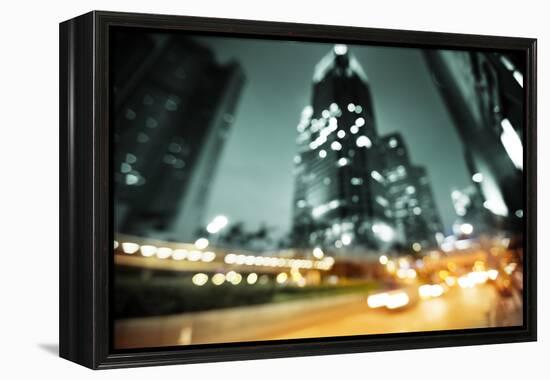 Night Lights of the Hong Kong out of Focus-Iakov Kalinin-Framed Premier Image Canvas