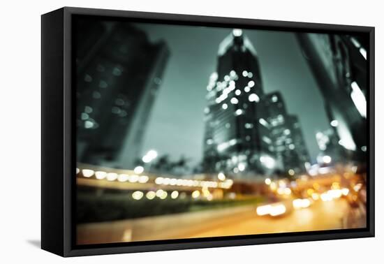 Night Lights of the Hong Kong out of Focus-Iakov Kalinin-Framed Premier Image Canvas