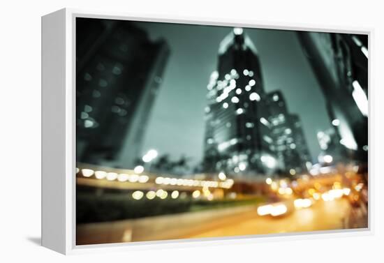 Night Lights of the Hong Kong out of Focus-Iakov Kalinin-Framed Premier Image Canvas