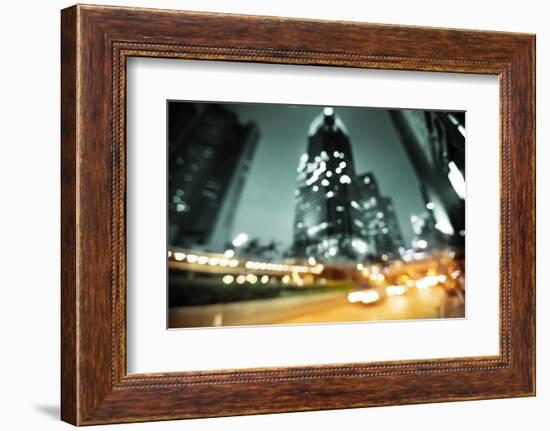 Night Lights of the Hong Kong out of Focus-Iakov Kalinin-Framed Photographic Print