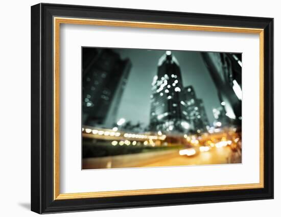 Night Lights of the Hong Kong out of Focus-Iakov Kalinin-Framed Photographic Print