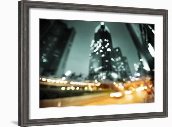 Night Lights of the Hong Kong out of Focus-Iakov Kalinin-Framed Photographic Print