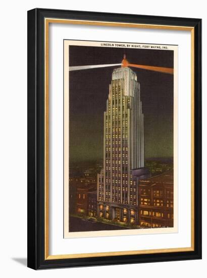 Night, Lincoln Tower, Ft. Wayne, Indiana-null-Framed Art Print