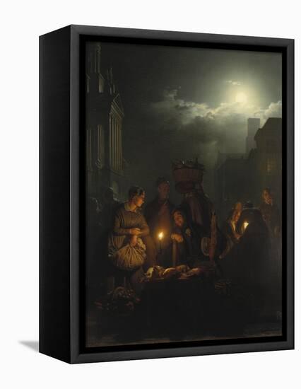 Night Market in Antwerp-Petrus van Schendel-Framed Premier Image Canvas