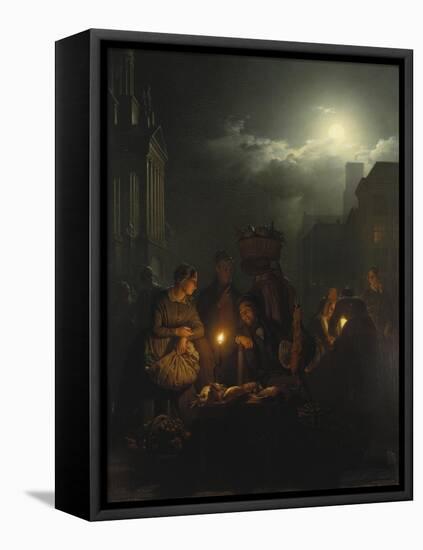 Night Market in Antwerp-Petrus van Schendel-Framed Premier Image Canvas