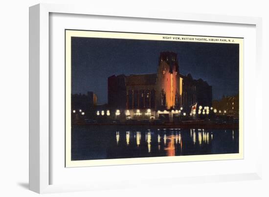 Night, Mayfair Theater, Asbury Park, New Jersey-null-Framed Art Print