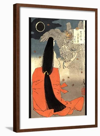 Night Moon over Mount Manno-Taiso Yoshitoshi-Framed Art Print