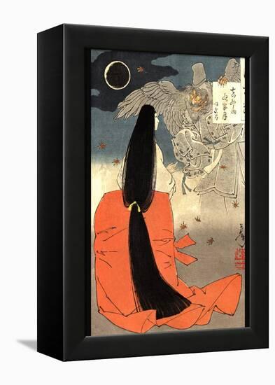 Night Moon over Mount Manno-Taiso Yoshitoshi-Framed Stretched Canvas