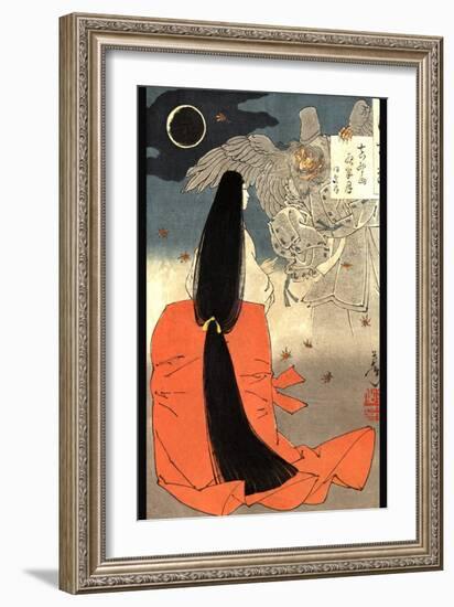 Night Moon over Mount Manno-Taiso Yoshitoshi-Framed Art Print