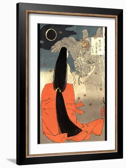 Night Moon over Mount Manno-Taiso Yoshitoshi-Framed Art Print