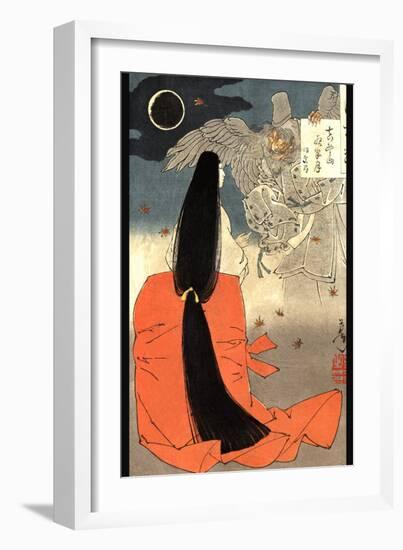 Night Moon over Mount Manno-Taiso Yoshitoshi-Framed Art Print