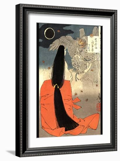 Night Moon over Mount Manno-Taiso Yoshitoshi-Framed Art Print
