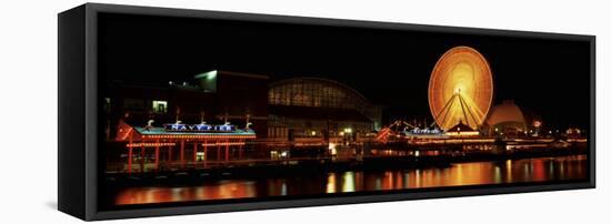 Night Navy Pier Chicago Il, USA-null-Framed Premier Image Canvas