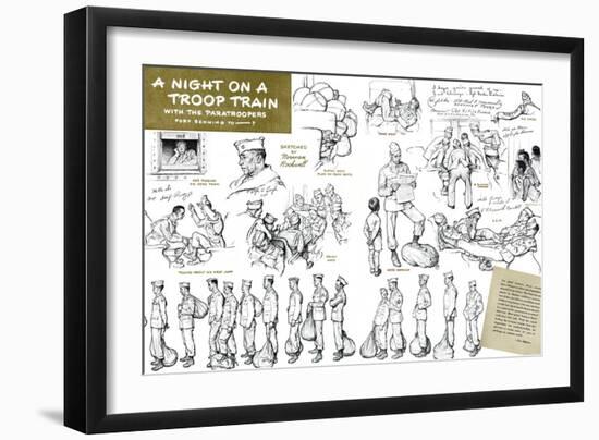 "Night on a troop train", May 8,1943-Norman Rockwell-Framed Giclee Print