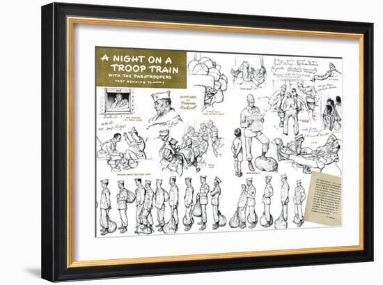 "Night on a troop train", May 8,1943-Norman Rockwell-Framed Giclee Print