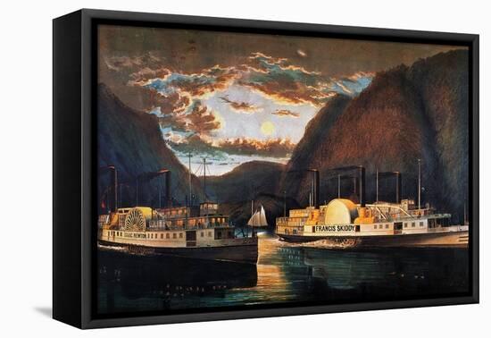 Night on the Hudson, 1864-Currier & Ives-Framed Premier Image Canvas