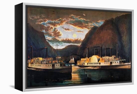 Night on the Hudson, 1864-Currier & Ives-Framed Premier Image Canvas