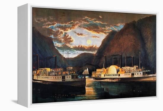 Night on the Hudson, 1864-Currier & Ives-Framed Premier Image Canvas