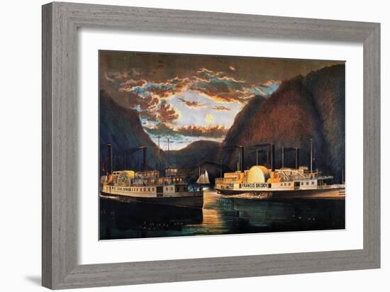 Night on the Hudson, 1864-Currier & Ives-Framed Giclee Print