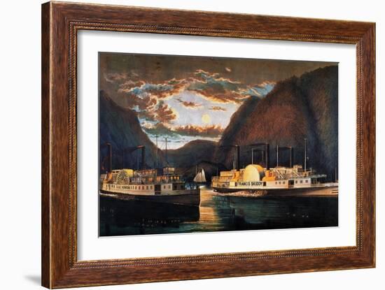 Night on the Hudson, 1864-Currier & Ives-Framed Giclee Print