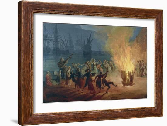 Night on the Neopolitan Sea, Detail Featuring Dancing around Fire-Pierre-Joseph Redouté-Framed Giclee Print
