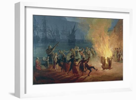 Night on the Neopolitan Sea, Detail Featuring Dancing around Fire-Pierre-Joseph Redouté-Framed Giclee Print