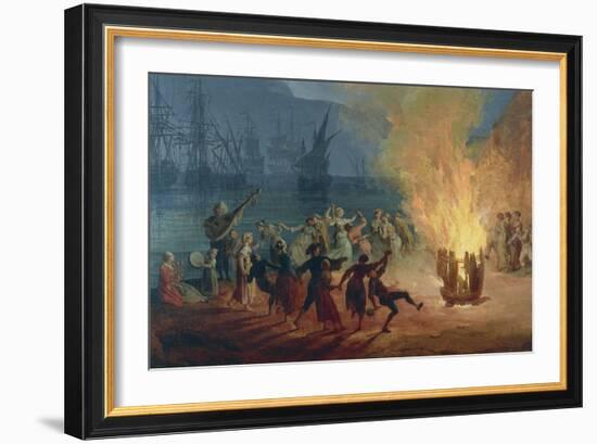 Night on the Neopolitan Sea, Detail Featuring Dancing around Fire-Pierre-Joseph Redouté-Framed Giclee Print