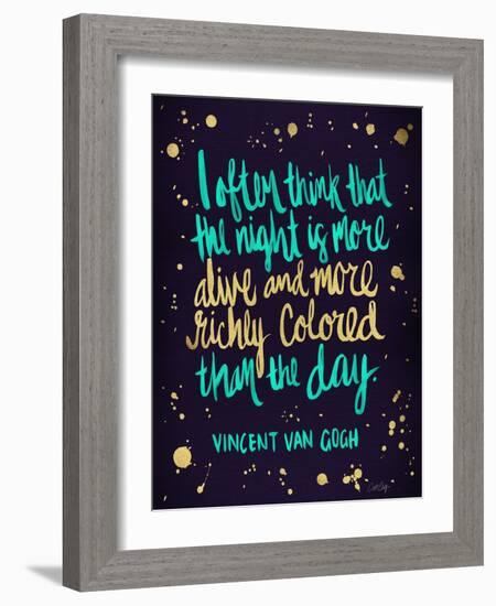 Night Owl in Navy and Gold-Cat Coquillette-Framed Art Print