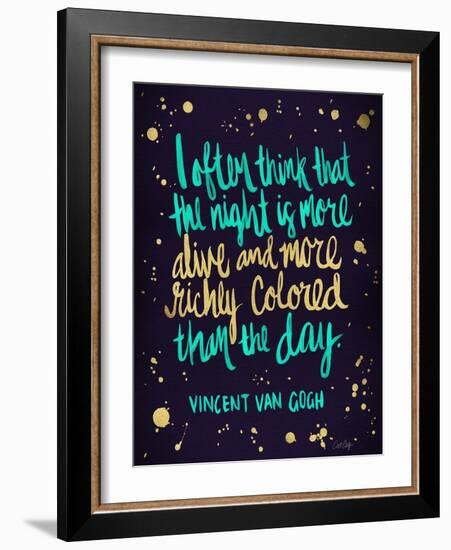 Night Owl in Navy and Gold-Cat Coquillette-Framed Art Print