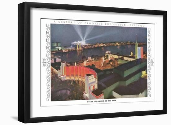 Night Panorama of Chicago World Fair-null-Framed Art Print