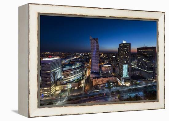 Night Panorama of Warsaw City Center-Jacek Kadaj-Framed Premier Image Canvas